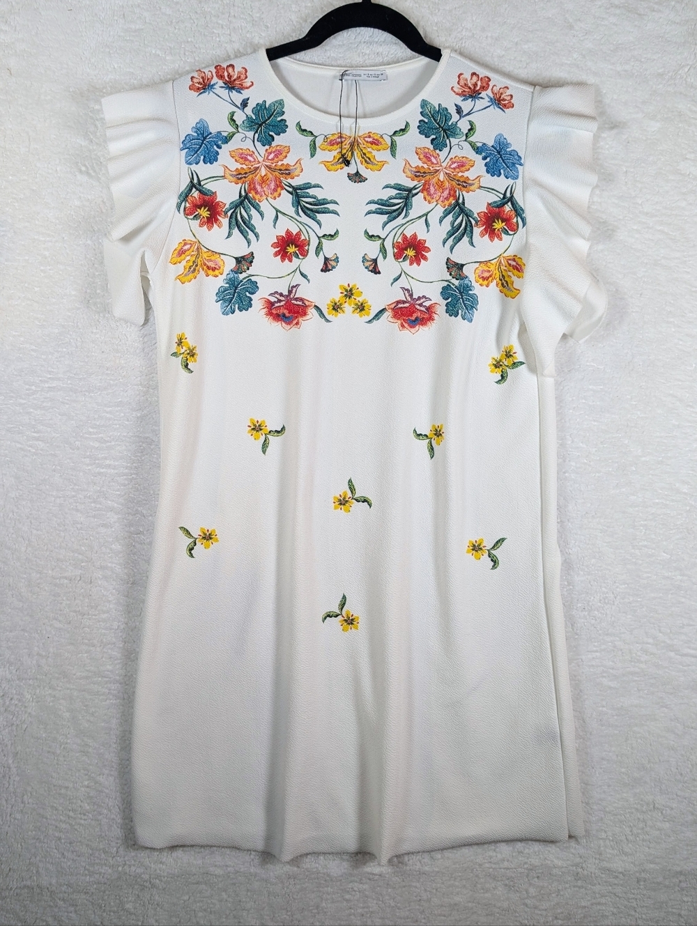 94-Zara White Mini Dress with Multicolor Floral